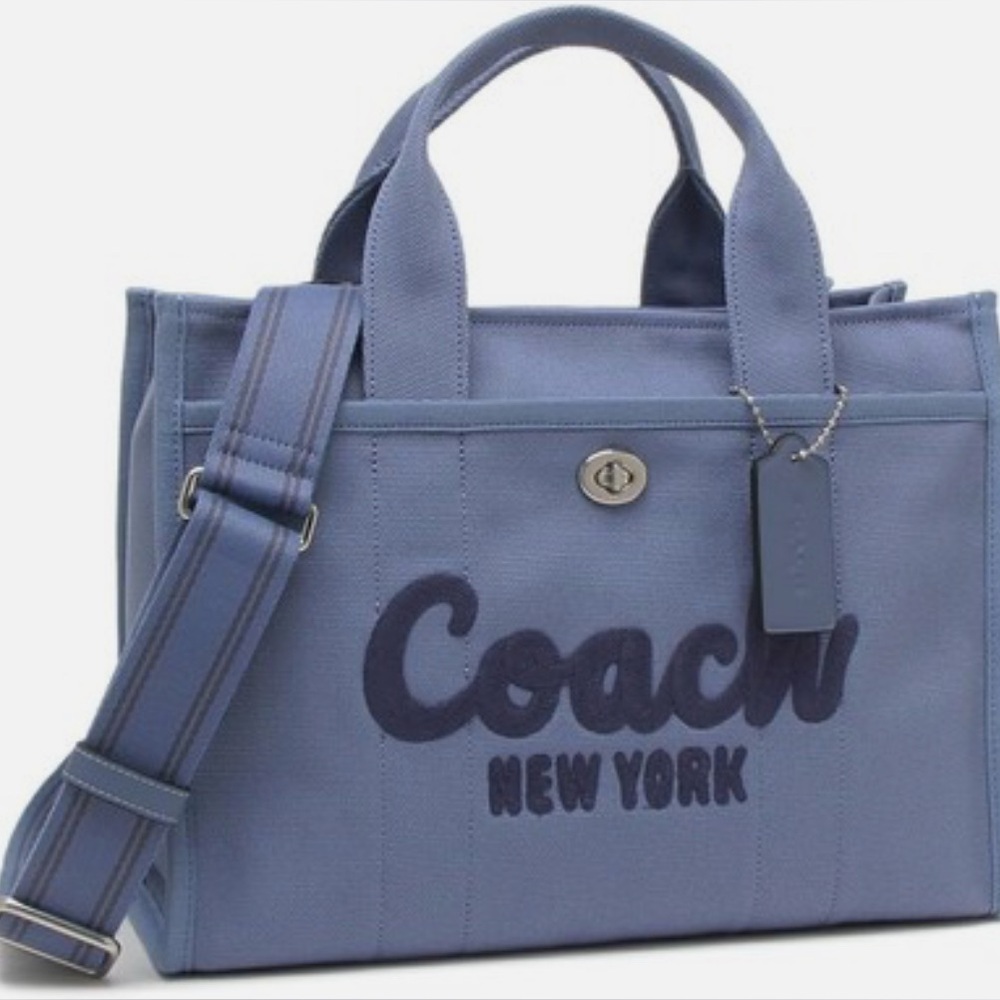 Coach Cargo Tote in BLUE SLATE- with Dual Handles and Adjustable Strap